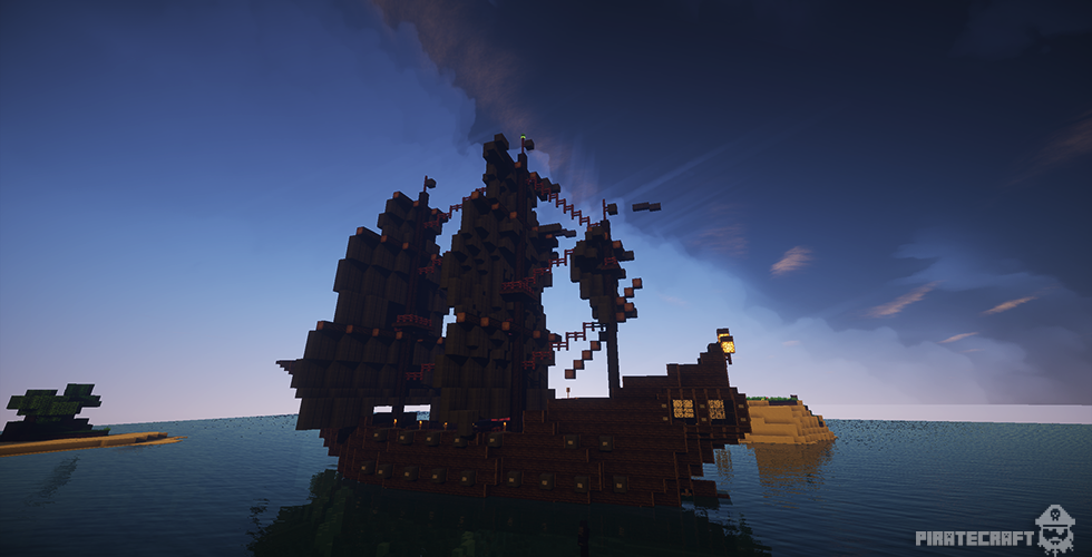 A ship with square sails in Minecraft.