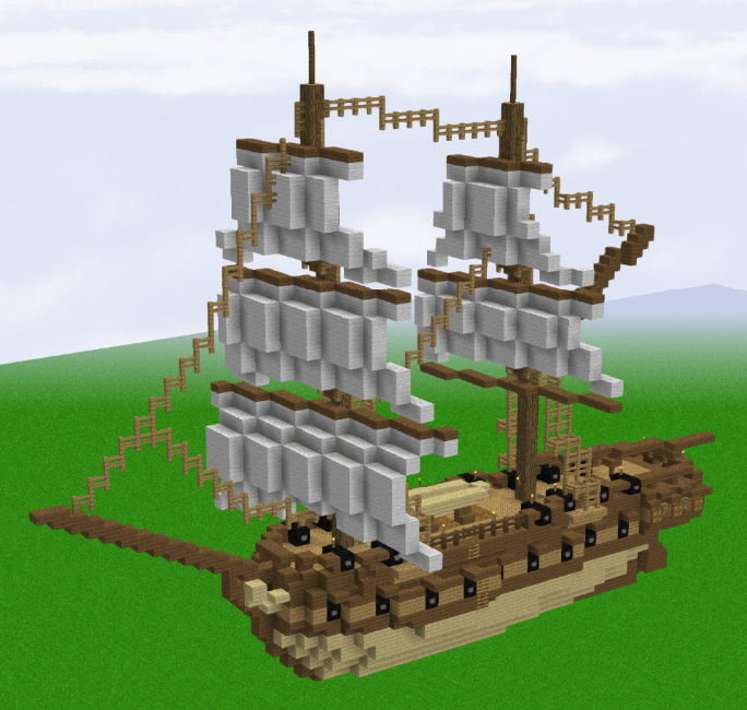 Minecraft Ship Tutorial: 30-Gun Frigate - PirateCraft